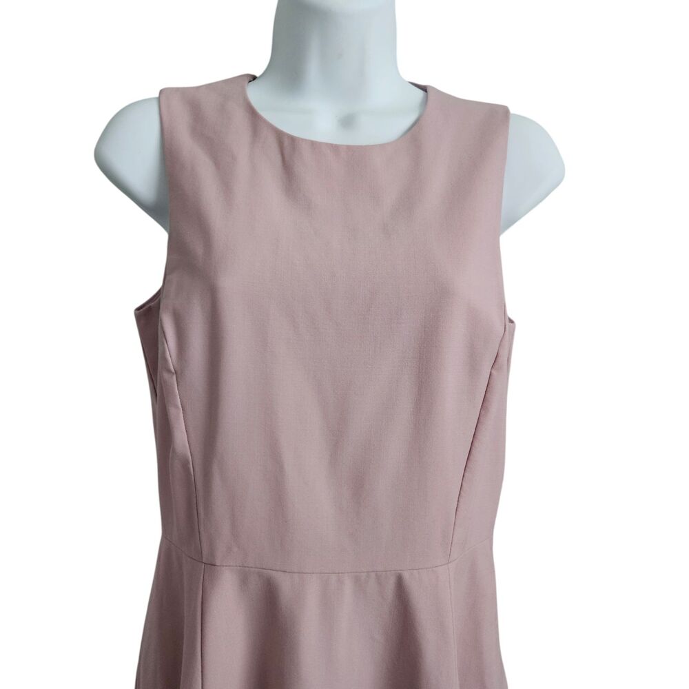 Theory Tillora Mini Dress Womens 2 Pale Pink Virgin Wool Sleeveless Matte - Picture 3 of 9